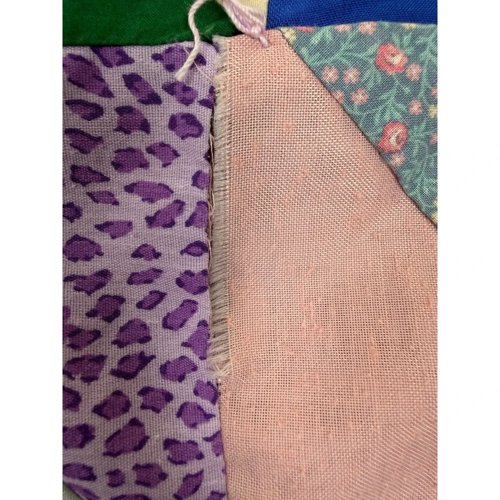 Vintage Handmade Patchwork Quilt Triangle Pattern Corduroy Back 55x48